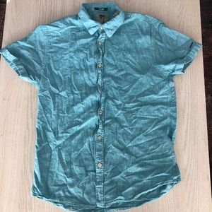 Scotch & Soda Blue Linen Beach Shirt Large